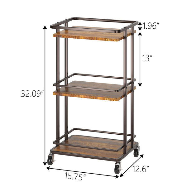 3-Tier Rolling Bar Cart with Wheels