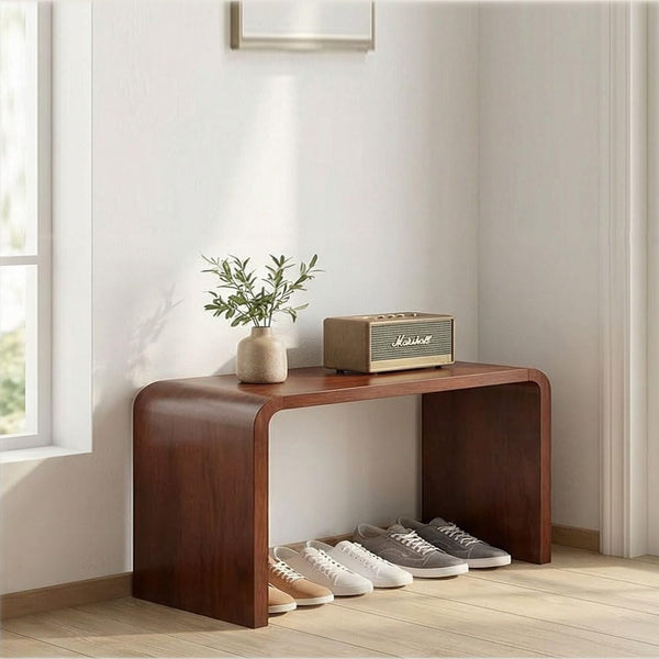 C Shaped End Table with Flip Top - Solid Wood Couch Side Table