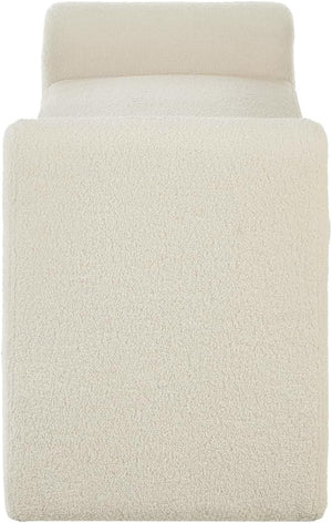 Upholstered Boucle Teddy Bench with Armrests
