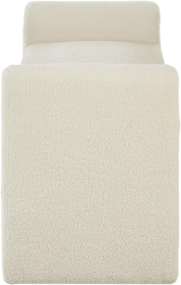 Upholstered Boucle Teddy Bench with Armrests