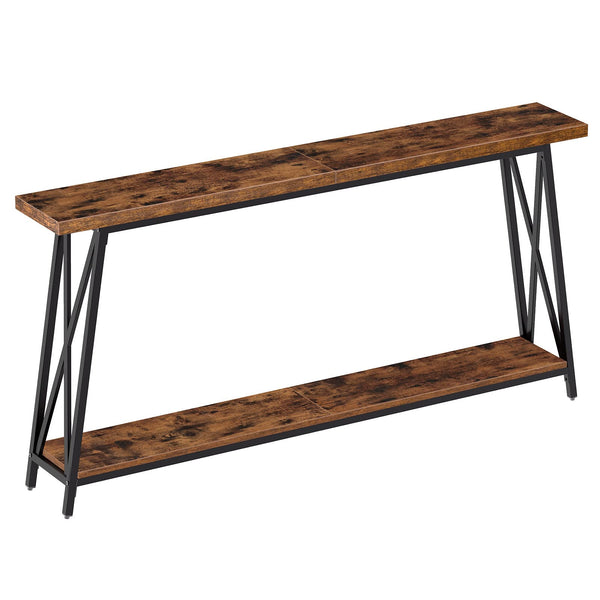63-Inch Industrial Console Table with X-Shaped Metal Frame