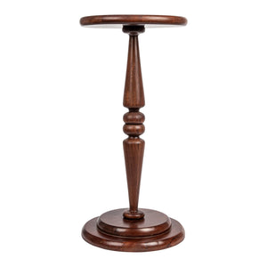 Creative Co-Op Bishop Pedestal Cocktail Side Table, Dark Chestnut