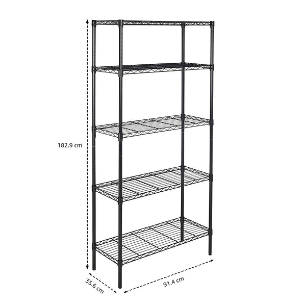 5-Shelf Adjustable Heavy Duty Steel Wire Storage Shelving Unit
