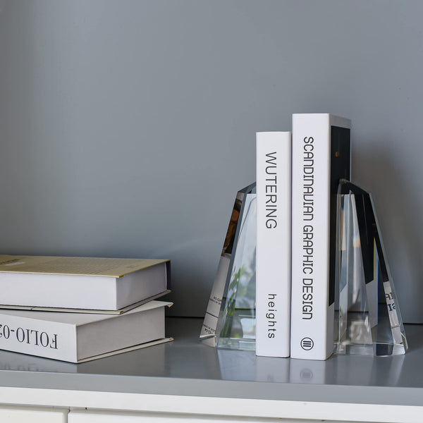Crystal Bookends Half-Obelisk Design – Set of 2