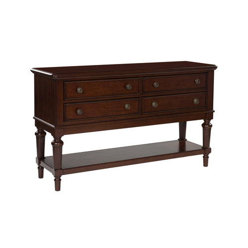 4-Drawer Dining Server with Open Shelf – Dark Brown