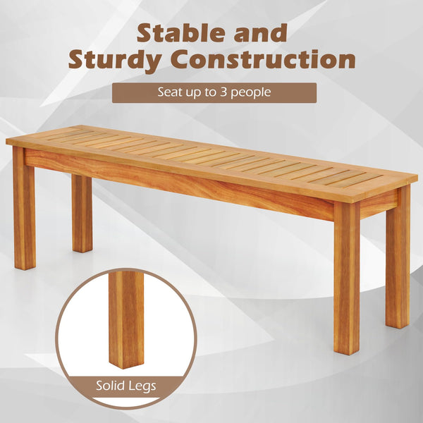 Acacia Wood Outdoor Bench Set of 2 – Slatted Seat, 794 LB Capacity