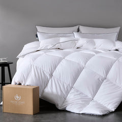 Goose Down Fiber Comforter – 420TC Cotton Shell, All-Season, Baffle Box