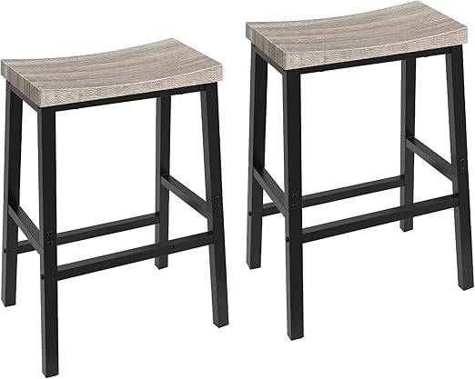 Industrial Saddle Bar Stools Set of 2 with Footrests