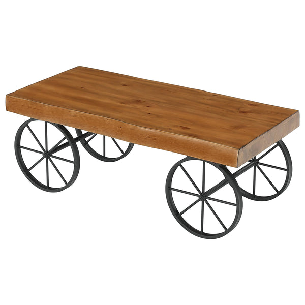 47" Industrial Live Edge Coffee Table – Solid Pine Wood & Metal Legs