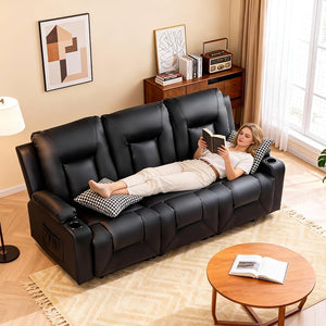 Reclining Sofa Set with Cup Holders – Faux Leather, Multi-Seat Configurations