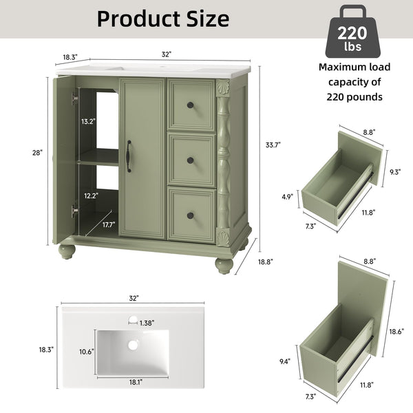 Bathroom Vanity with Sink Combo – Freestanding Floor-Mounted Cabinet
