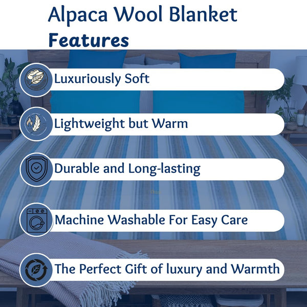 Alpaca Wool Throw Blanket — Soft, Lightweight & Breathable | Queen Size