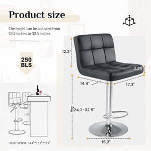 Counter Height Bar Stools with Metal Base & PU Leather Seat