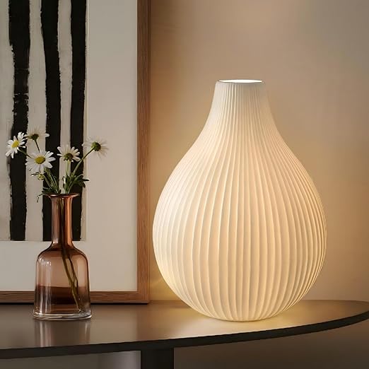Ceramic Table Lamp – Dimmable, White Translucent Shade with Warm Ambient Lighting