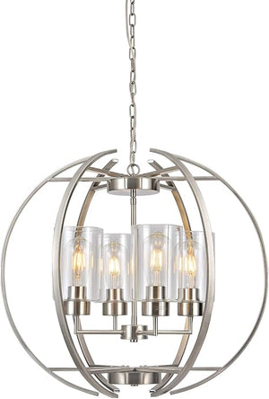 4-Light Globe Chandelier with Frosted Glass Shades
