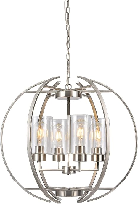 4-Light Globe Chandelier with Frosted Glass Shades