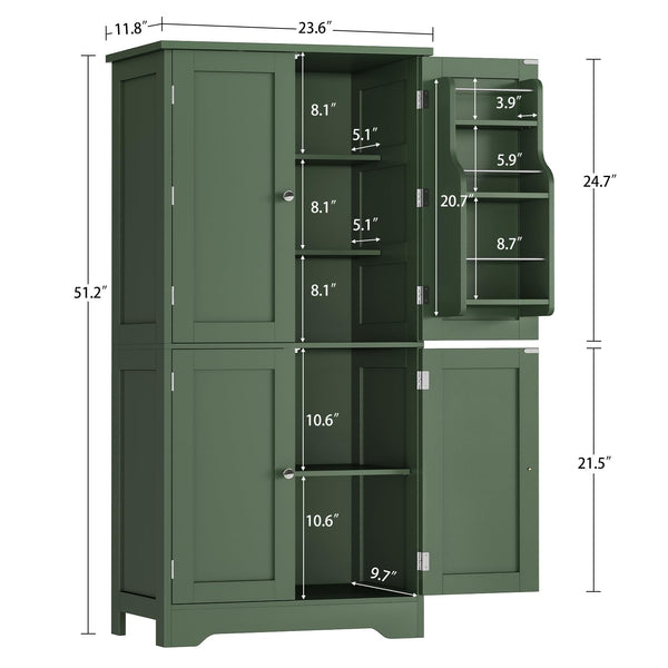 51" H Pantry Cabinet with 4 Doors & 6 Door Shelves