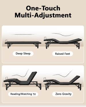 King Size Adjustable Bed Frame with Quiet Motor
