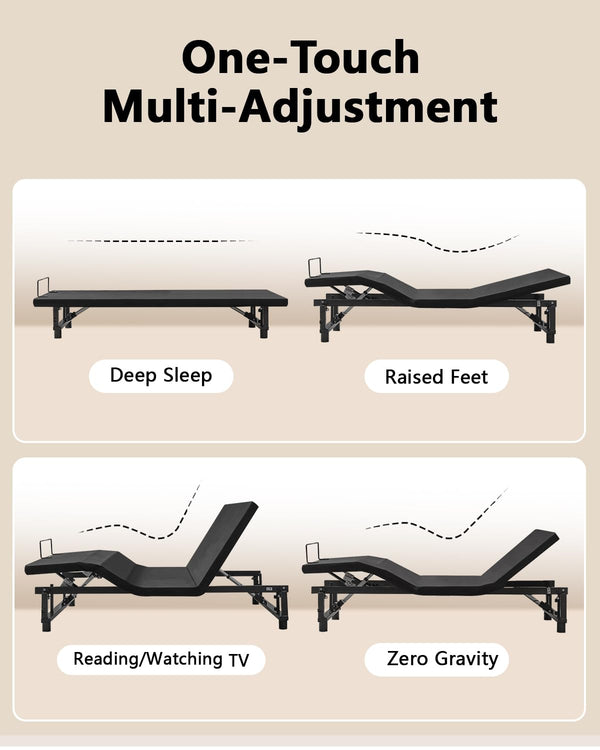 King Size Adjustable Bed Frame with Quiet Motor