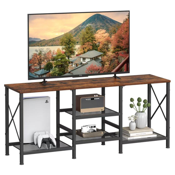 TV Stand for 55 Inch TV with 3-Tier Open Shelves