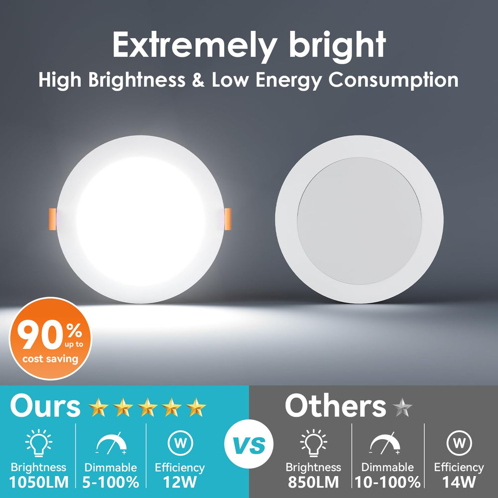 6 Inch LED Recessed Ceiling Light 24 Pack 5CCT Dimmable Canless Downlight