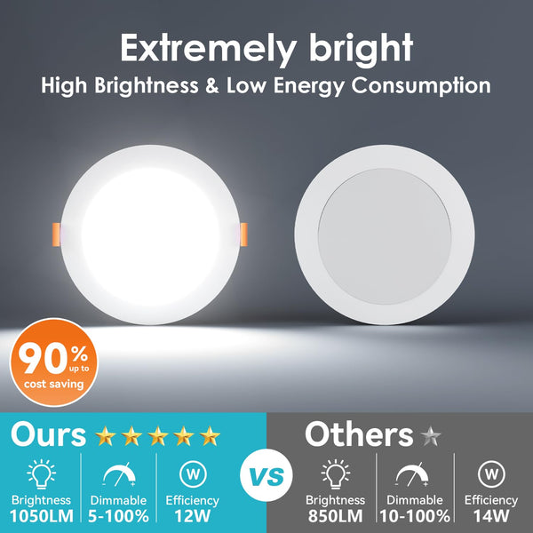 6 Inch LED Recessed Ceiling Light 24 Pack 5CCT Dimmable Canless Downlight