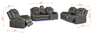 3-Piece Power Recliner Sofa Set with LED & Wireless Charging