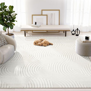 Neutral Cream Area Rug – Half-Moon Design
