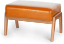 Ottoman Foot Stool with Faux Leather Cushion and Rubberwood Frame