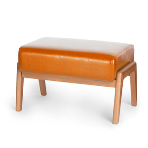 PU Leather Ottoman Footrest with Rubberwood Frame