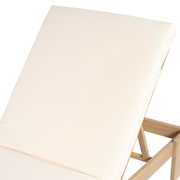 Acacia Wood Outdoor Chaise Lounge Chair with Cushion