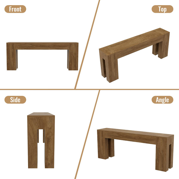 79-Inch Farmhouse Console Table with Wooden Double Base