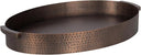 Oval Hammered Metal Decorative Serving Tray with Handles