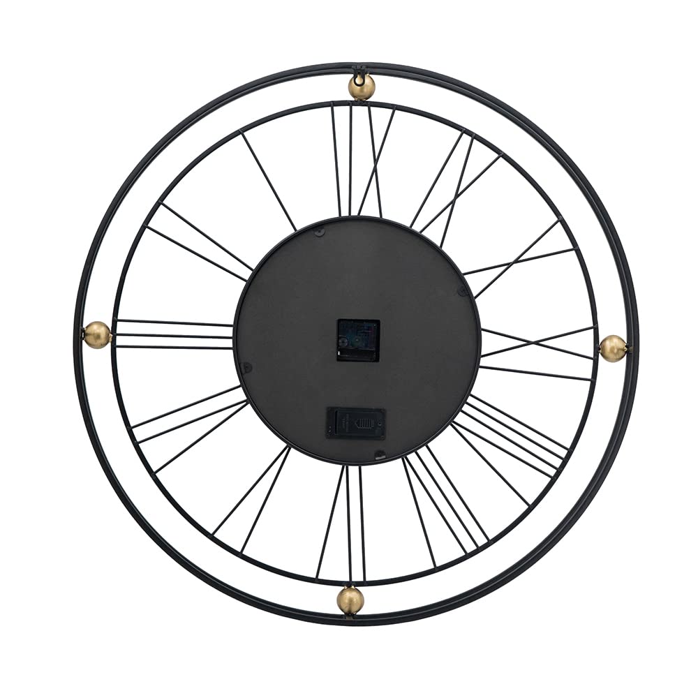 32-Inch Round Black Metal Gear Silent Wall Clock