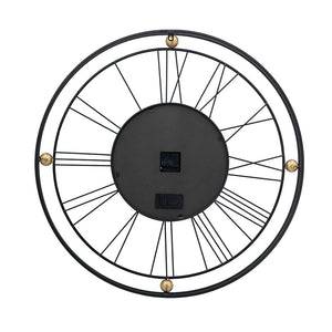 32-Inch Round Black Metal Gear Silent Wall Clock