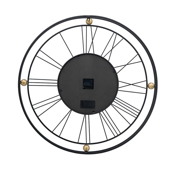 32-Inch Round Black Metal Gear Silent Wall Clock