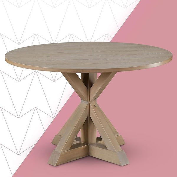 Round Solid Wood Farmhouse Dining Table