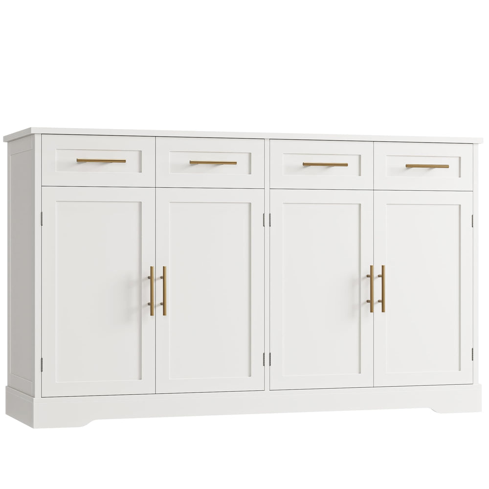 60" Buffet Sideboard Cabinet with 4 Drawers & Gold Handles