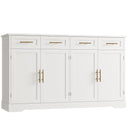 60" Buffet Sideboard Cabinet with 4 Drawers & Gold Handles