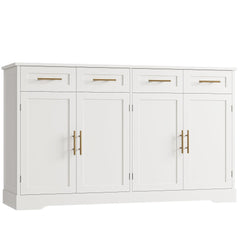 60" Buffet Sideboard Cabinet with 4 Drawers & Gold Handles