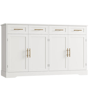 60" Buffet Sideboard Cabinet with 4 Drawers & Gold Handles