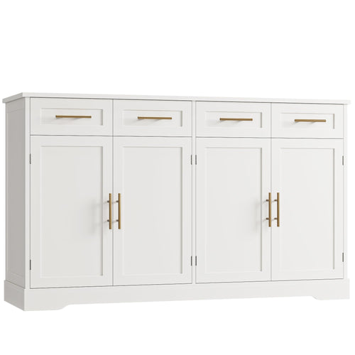 60" Buffet Sideboard Cabinet with 4 Drawers & Gold Handles