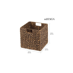 Woven Hyacinth Cube Storage Baskets with Handles – Set of 6, Brown Wash