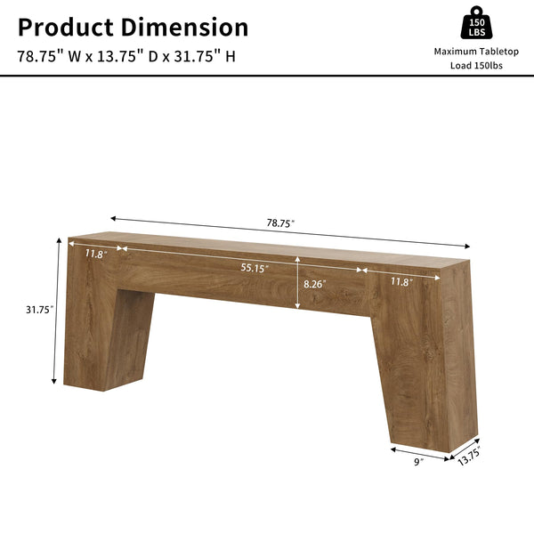 78" Sofa Console Table – Natural Oak