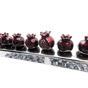 Pomegranate Strip Hanukkah Menorah — Aluminum, 14.5 Inch