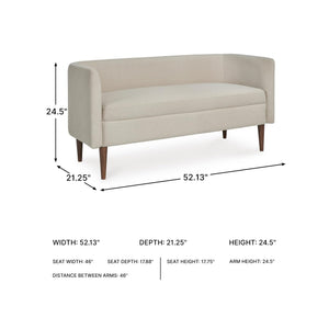 Upholstered Accent Bench with Curved Backrest, Beige