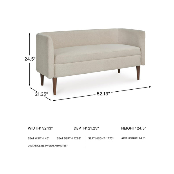 Upholstered Accent Bench with Curved Backrest, Beige