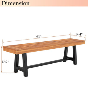 63" Acacia Wood Outdoor Bench