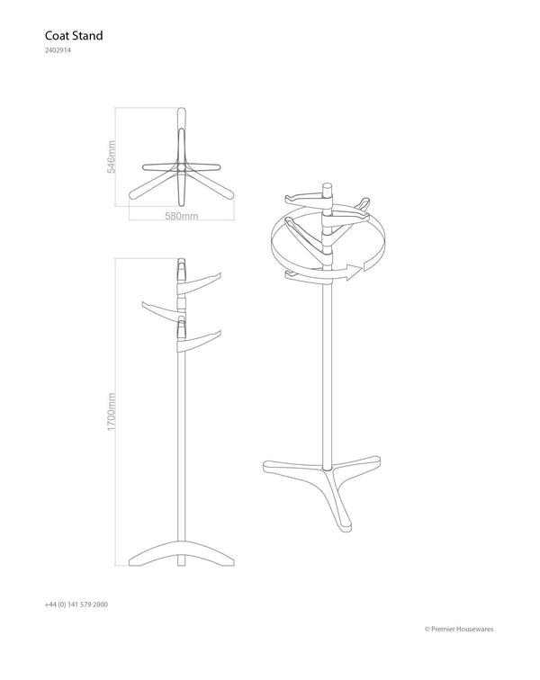 6-Arm Metal Coat Stand - White
