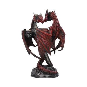 Dragon Heart Candle Holder — Hand-Painted Resin, Red, 23cm